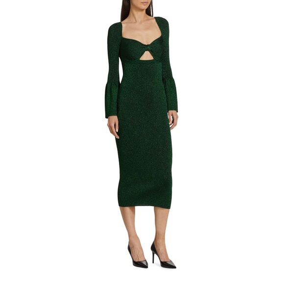 Self-Portrait Metallic Knit Cut-Out Midi-Dress, Medium, Christmas - Picture 3 of 7